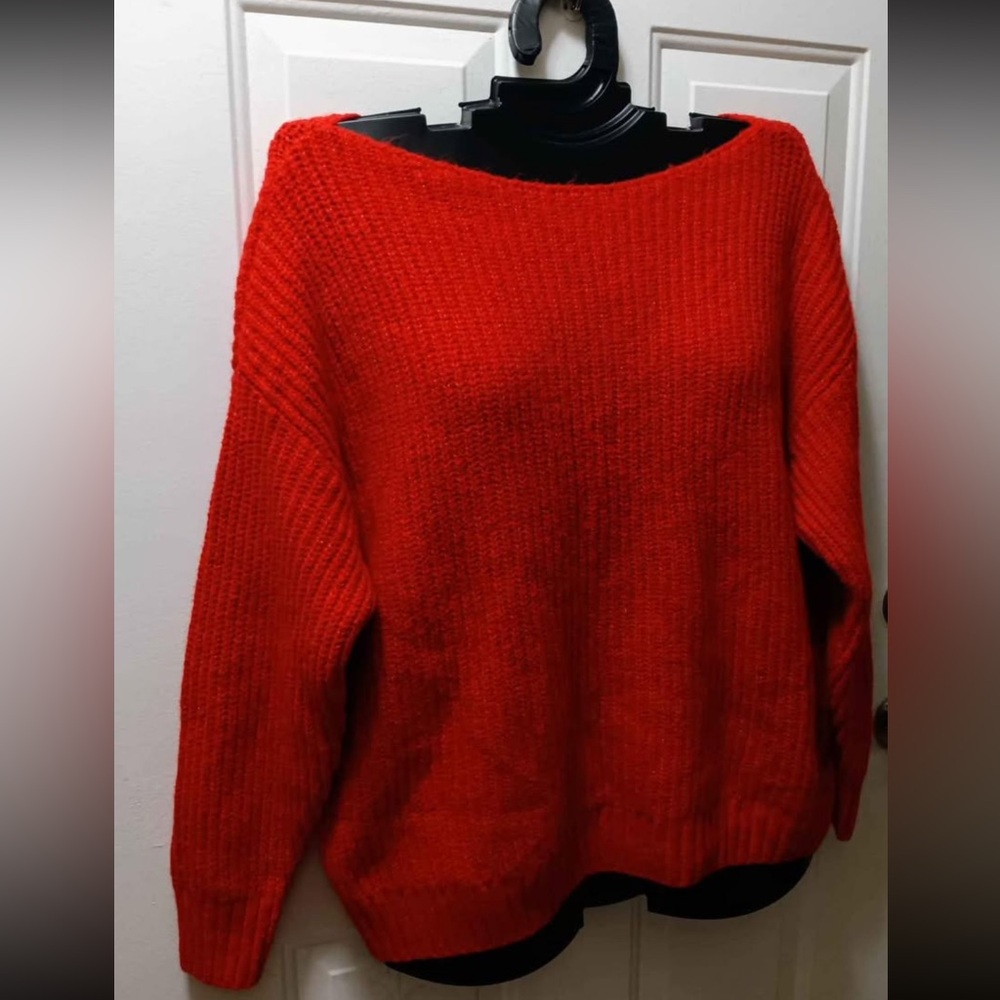 Old Navy Off-the-Shoulder Red Sweater 0283
